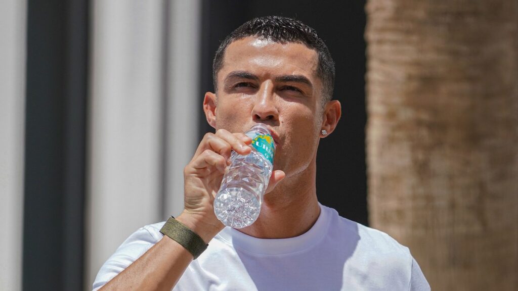 Ronaldo Coca Cola stunt drinking his own brand water