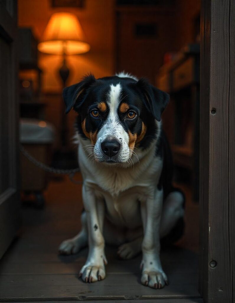 a hungry dog waiting for its owner
