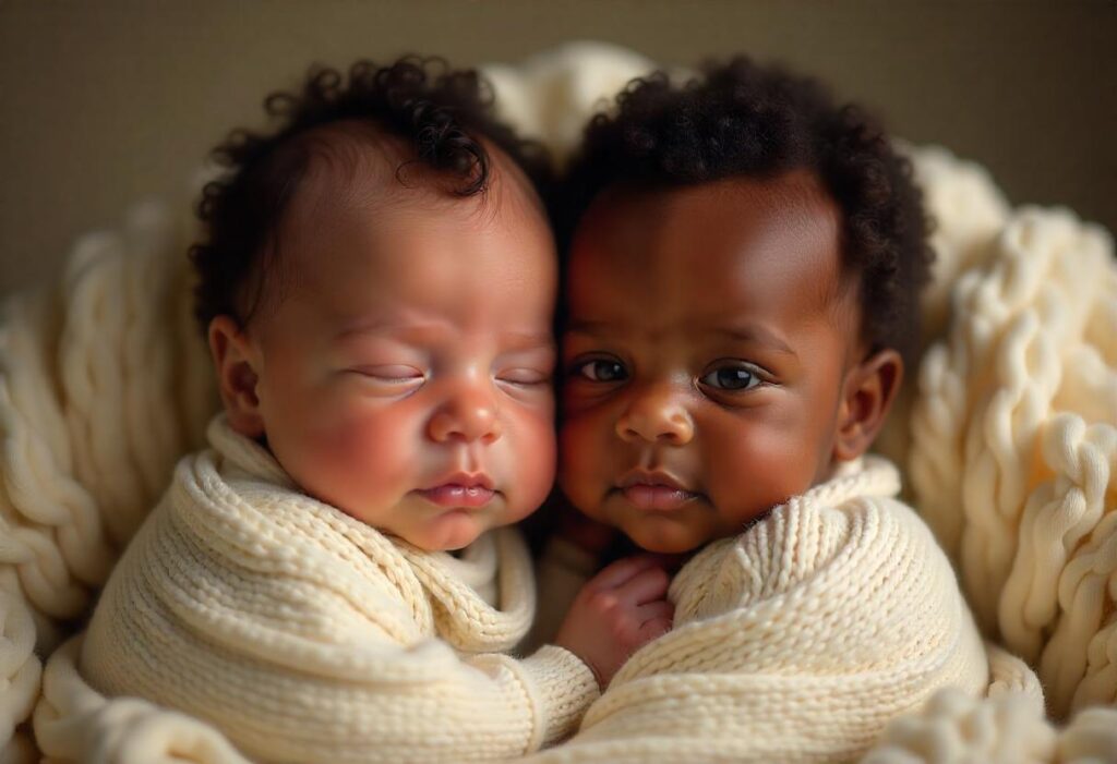 Twins born white and brown